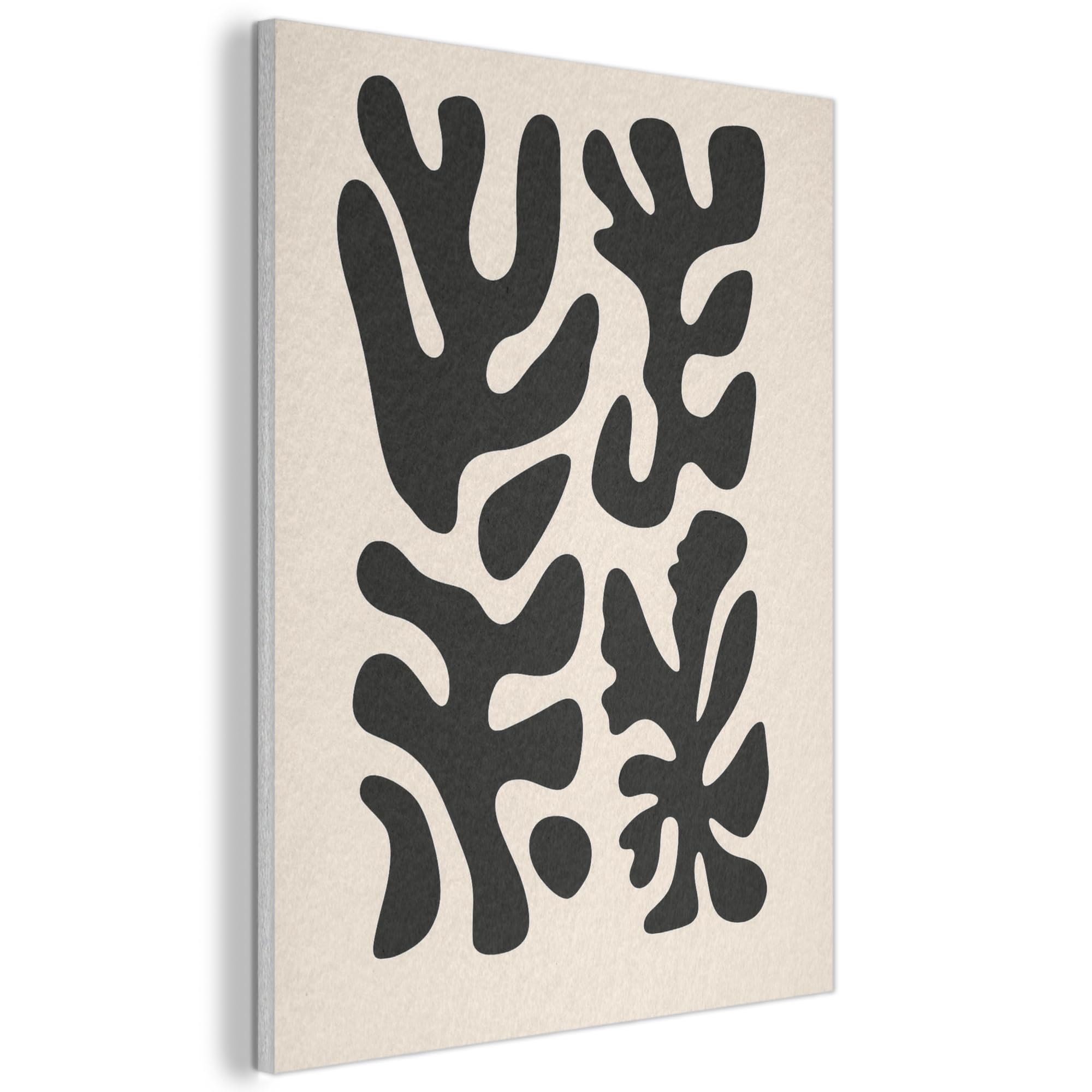 MuchoWow© Felt Panel 70x100 cm Framed Design Print Accent Interior Wallart Decoration Wall Art Whimsical shapes - Rectangular composition - Black