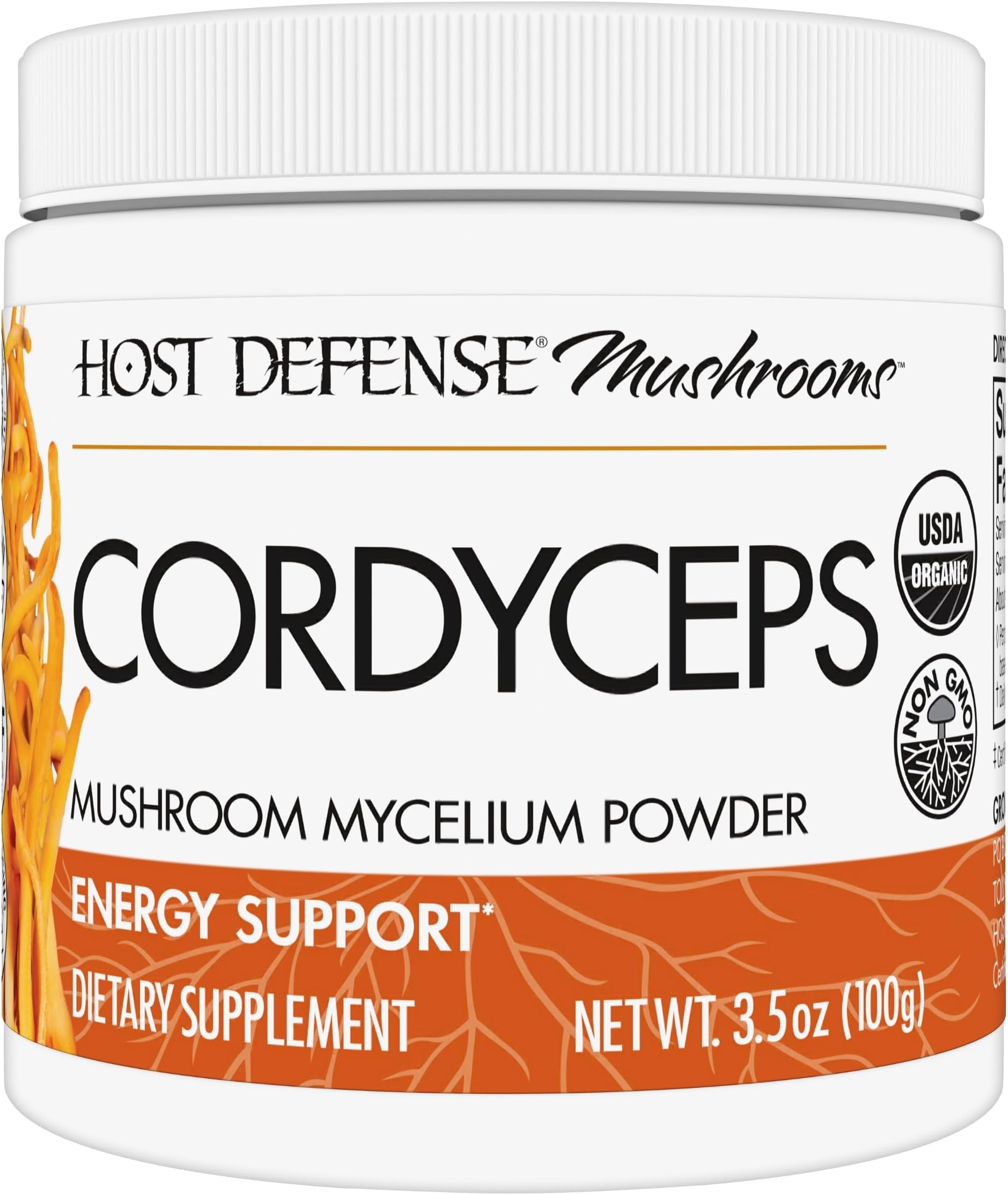 Host Defense Cordyceps Powder - Immune & Energy Support Supplement - Kidney Health Supplement with Cordyceps Mushrooms - Fitness Support Supplement to Aid Oxygen Uptake - 3.5 oz (66 Servings)*