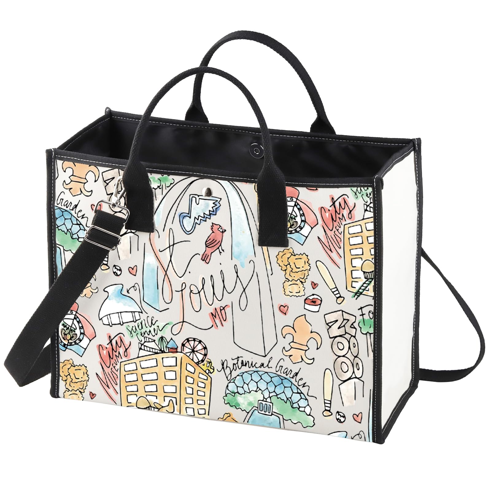 WZMPA St Louis Travel Tote Bag - Missouri Souvenir Gift - Gateway Arch Trip Reusable Grocery Bag