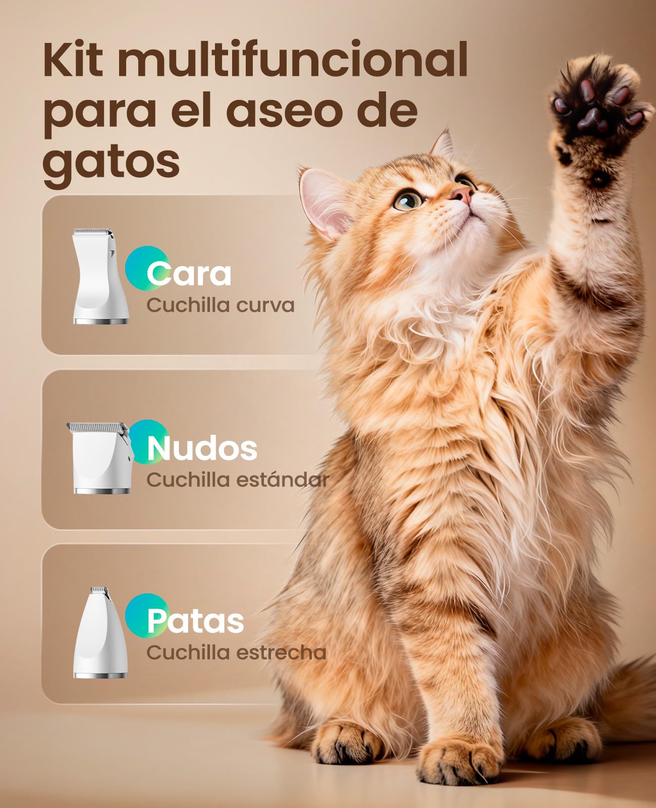 Oneisall Cortapelos 3 en 1 para Mascotas, Maquina Cortar Pelo Perros, Maquinilla Silenciosa con Pantalla LCD, Ideal para Cortar Pelaje Enredado, Sarro Anal, Patas y Ruedas de Gatos y Perros