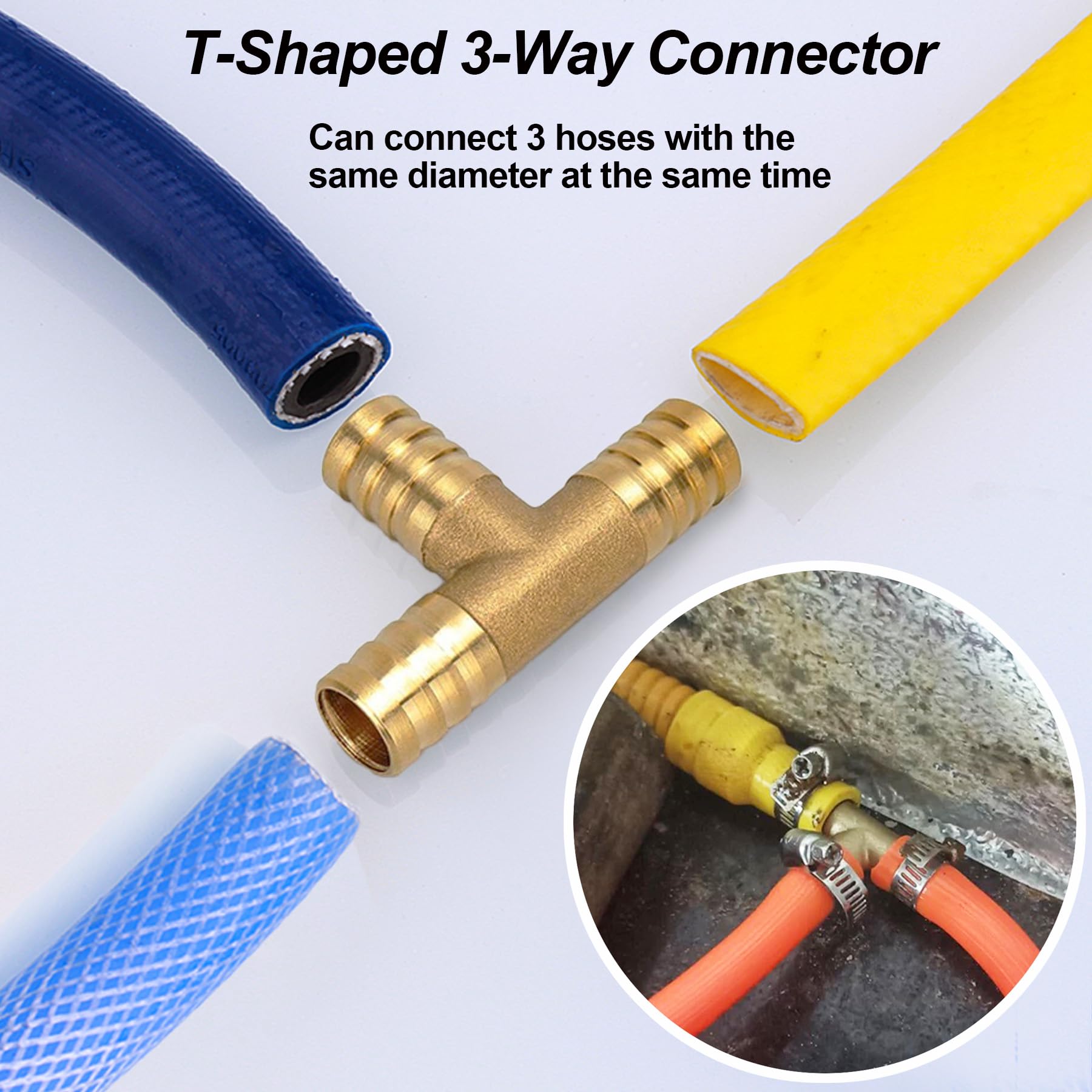 Raccord cannelé en laiton 6 mm ID en forme de T 3 voies pour air, gaz, eau et carburant – Connecteur en T barbelé (2 pièces)