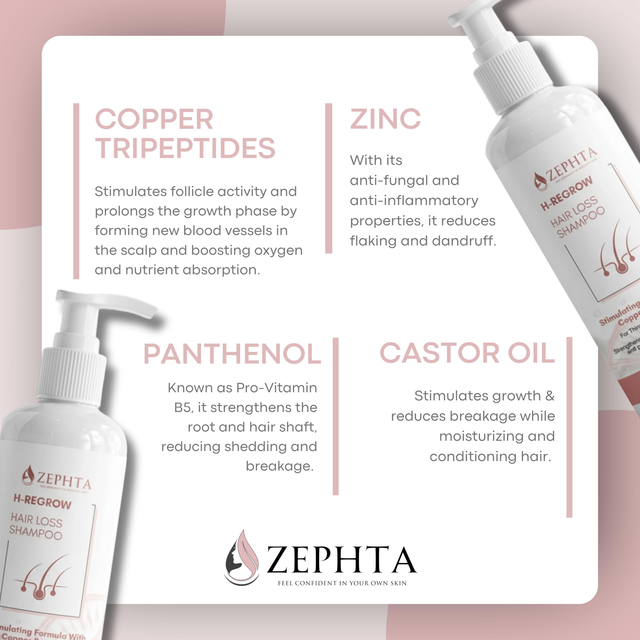 ZEPHTA H-Regrow Hair Growth Shampoo for Thinning Hair