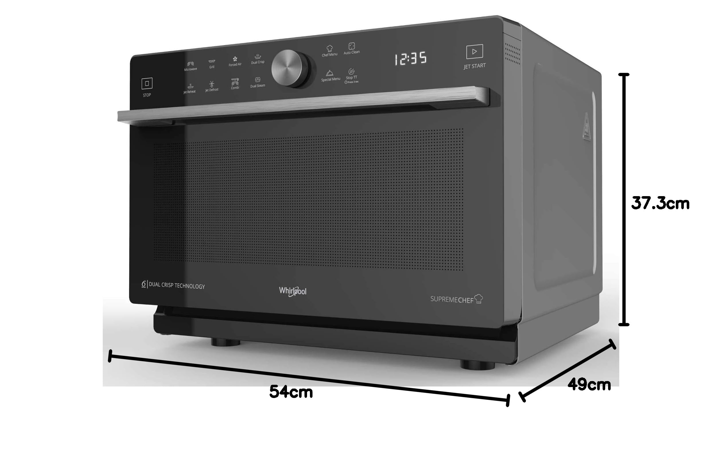 Whirlpool MWP 3391 SB Comptoir Micro-onde combiné 33L 1000W Noir, Argent - Micro-ondes (33 L, 1000 W, Rotatif, Tactil, Noir, Argent)
