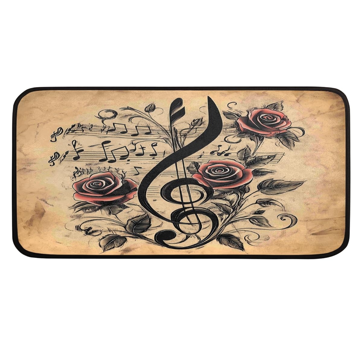 Tapis de cuisine anti-fatigue doux rose note de musique