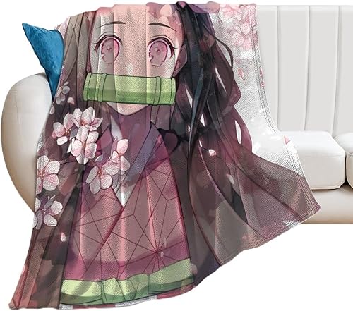 Miniatura 1 de D.emon Sl.Ayer Ka.Mado Ne.Zuko - Manta de felpa ultra suave de franela esponjosa para todas las estaciones, peso ligero, para sofá, sala de