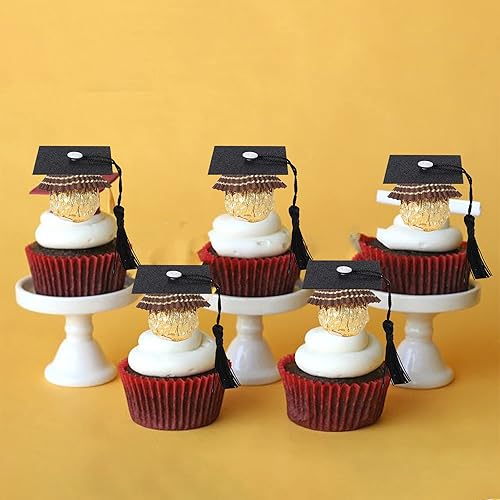 Miniatura 299 de Paquete de 24 adornos dorados para cupcakes de graduación 2025 con purpurina So Proud of You Done Diploma Graduation Cap Cupcake Picks Class of 2025