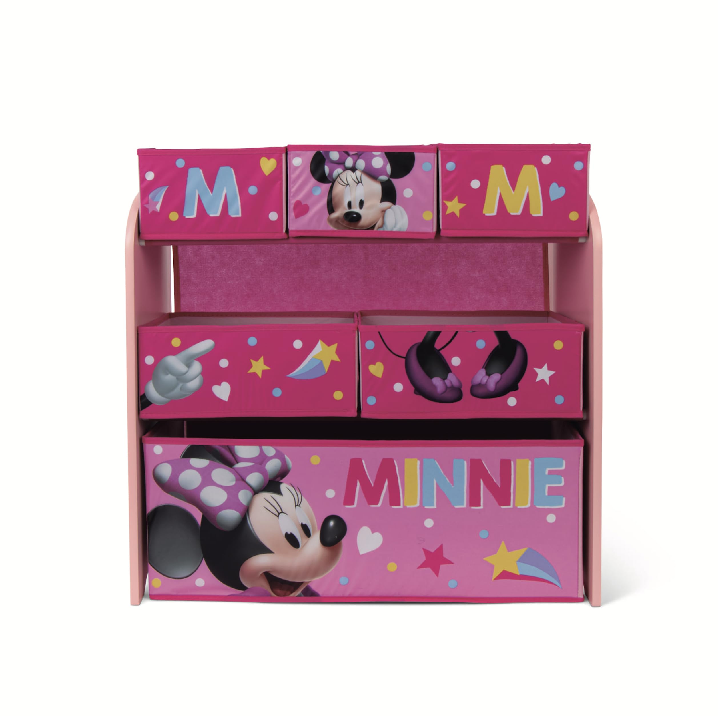 ARDITEX – Organizer aus Holz mit 6 Textilboxen mit Minnie-Mouse-Motiv von Disney – 62x30x60 cm – Farbe Rosa – Perfekt zum Aufbewahren von Spielzeug im Kinderzimmer