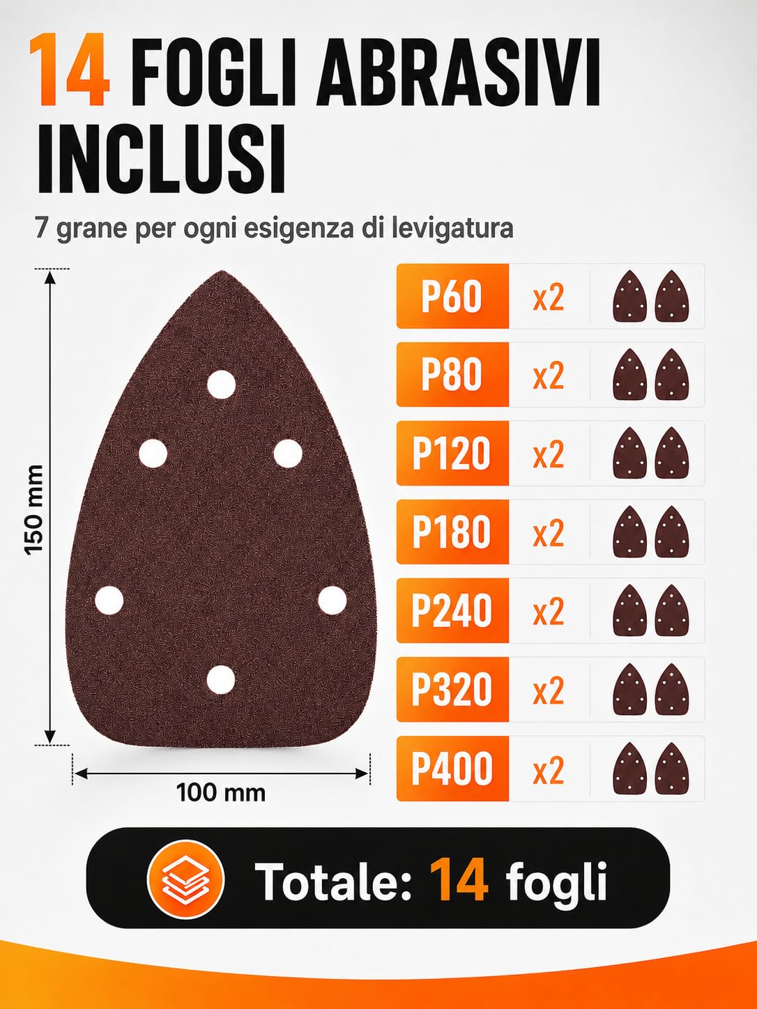 VOBOR Levigatrice Per Legno 150W, 13000RPM con Aspirazione della Polvere e 14 Fogli Abrasivi, Levigatrice Mouse Elettrica per Levigare, Lucidare e Rimuovere in Falegnameria e DIY