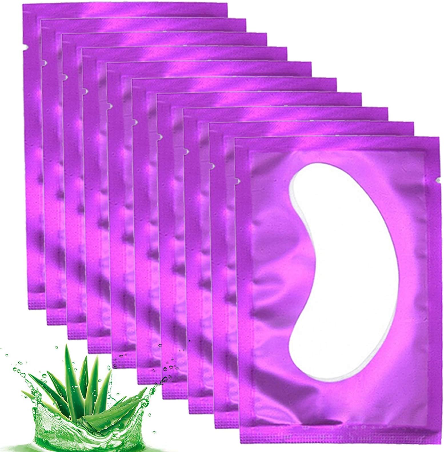 50 Pair Under Eye Pads, Eyelash Extension Lint Free Gel Patches for Beauty Salon False Eyelash Extensions Grafting (purple)