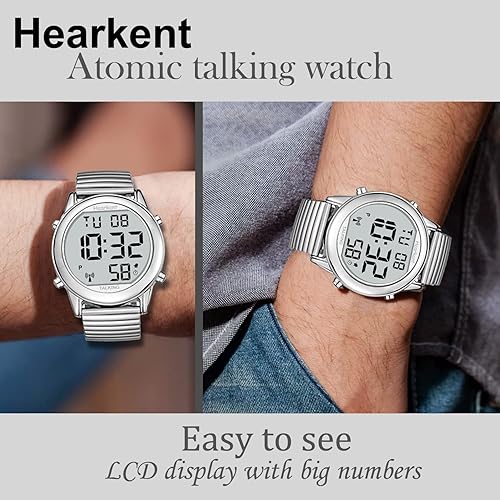 Miniatura 4 de Atomic - Reloj digital parlante para ancianos, recibe señales de Estados Unidos, corrección automática de hora y fecha, números grandes, fácil de