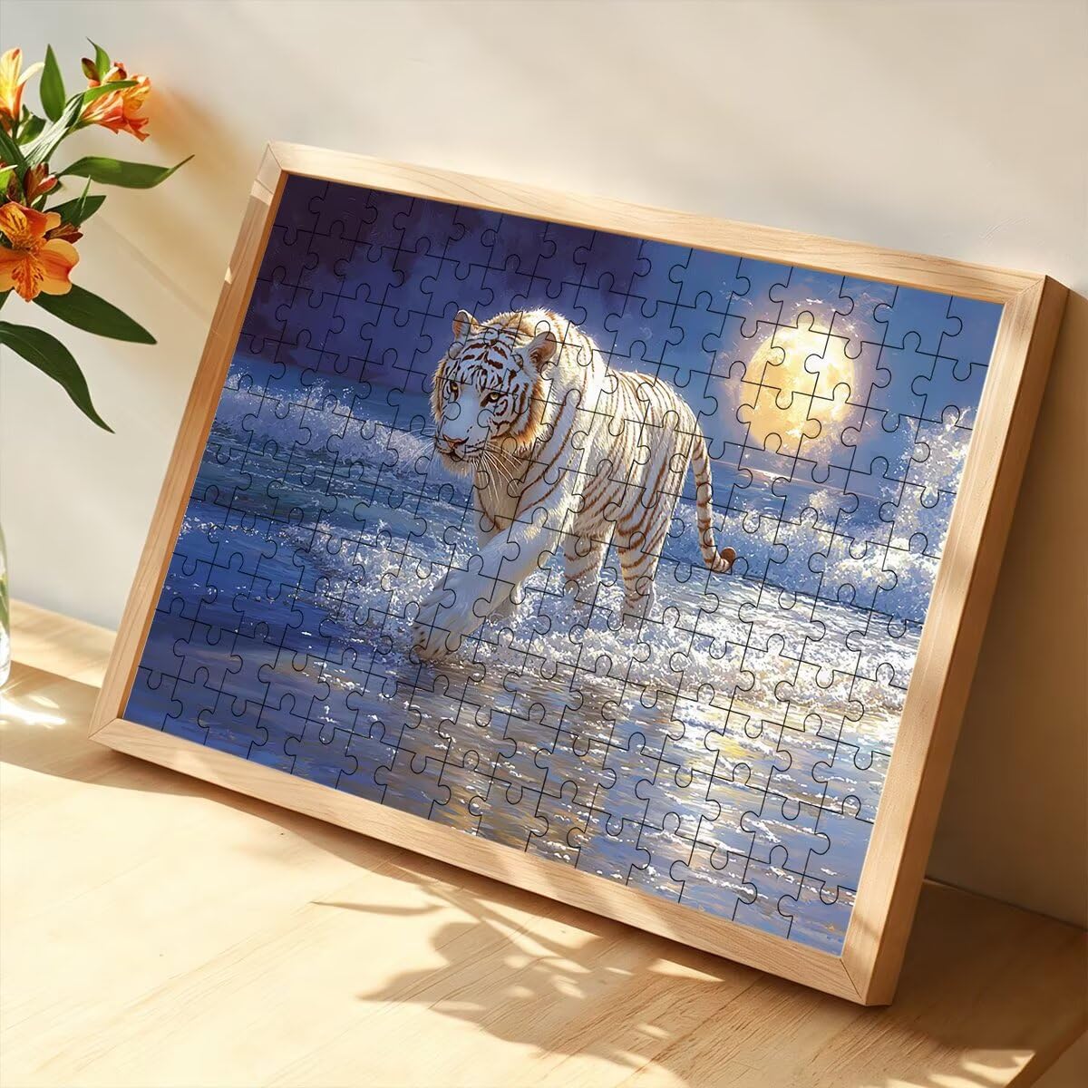 Puzzle 4000 Pezzi Tigre, Puzzle Adulti Spiaggia in Legno, 141x87cm -1479