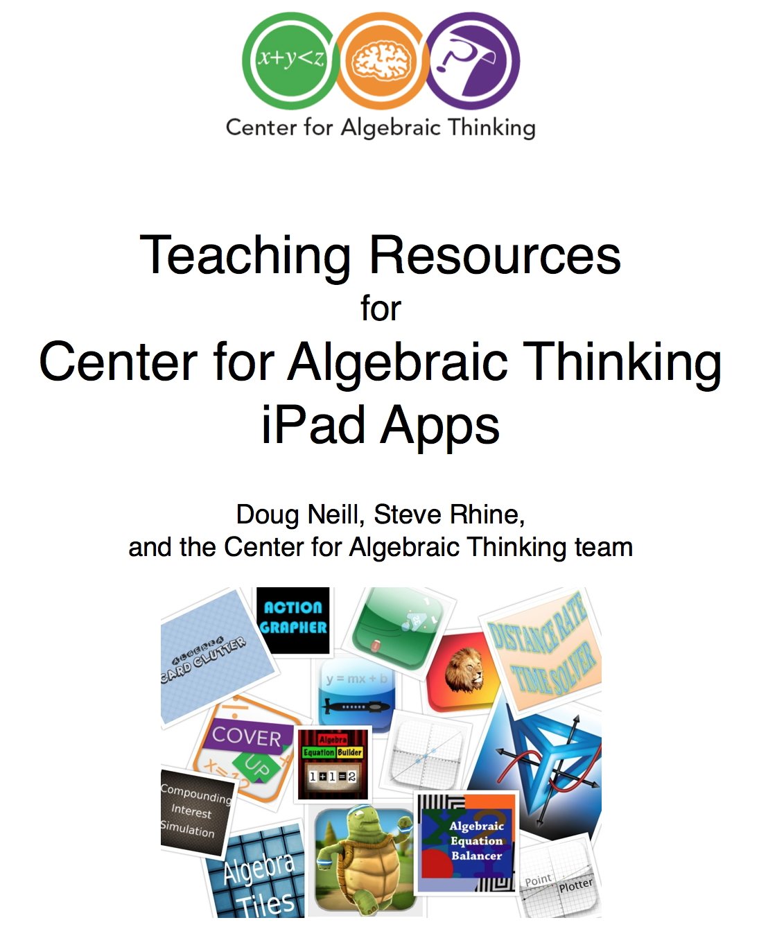 Teaching Resources for Center for Algebraic Thinking iPad Apps