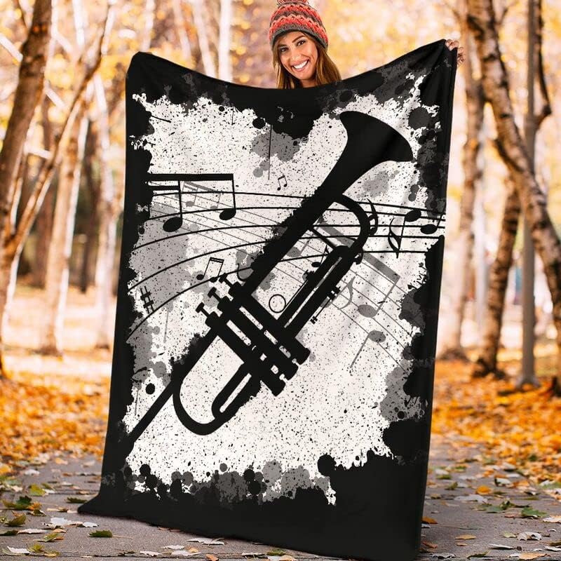 Miniatura 4 de Manta de trompeta, manta de trompeta y manta de trompeta, manta de felpa para sofá, cama, manta de felpa blanca y negra, manta de felpa ligera y