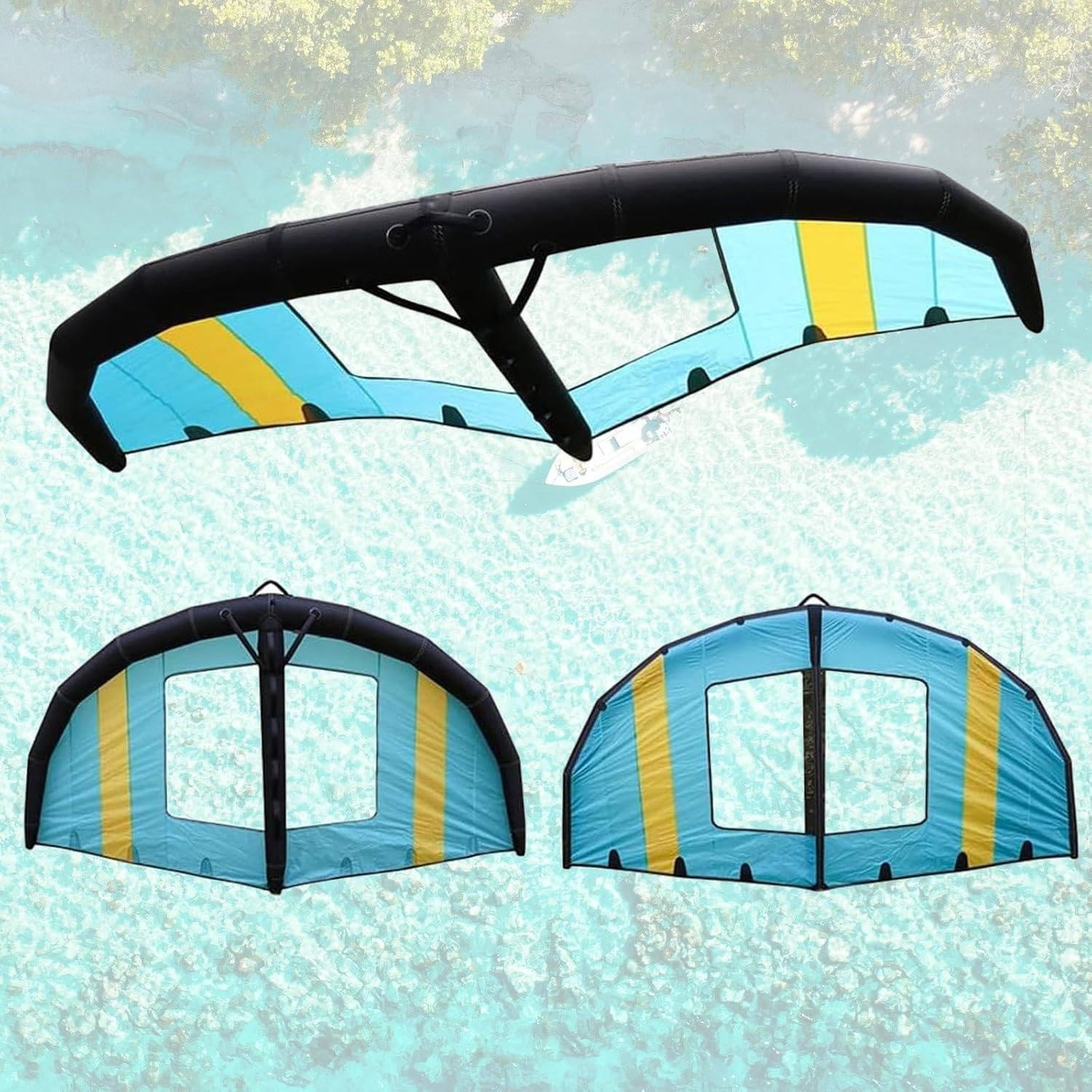 Cerf-volant gonflable portable avec fenêtre pour planche à voile et sports nautiques, design portable pour débutants pour s'amuser en plein air
