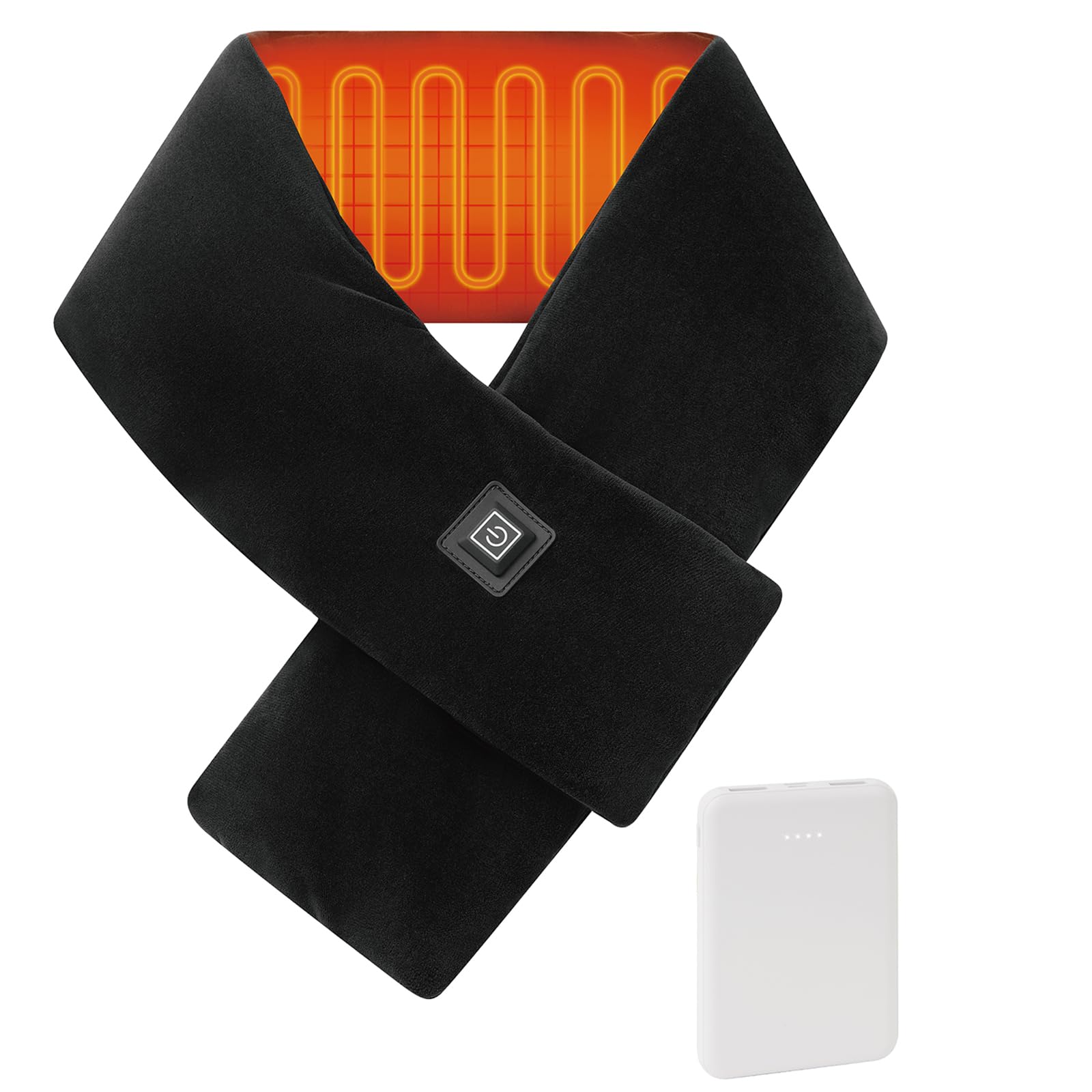 Heated Scarf with Power Bank, Electric Neck Heating Pad for Pain Relief, Portable Cordless Thermal Wrap with 3 Heat Levels, Soft Velvet Electric Neck Warmer for Men & Women Outdoor Winter Use-assorted colors 