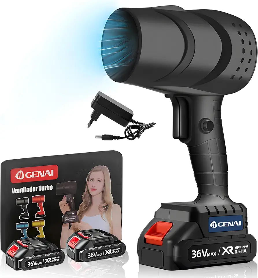 Soprador De Folhas Turbo Portátil Secador De Pêlos Para Carros Turbina Para Carro Automotivo Muito Forte Com 36V 2 Baterias Aspirador Ar Elétrico 110V 220V