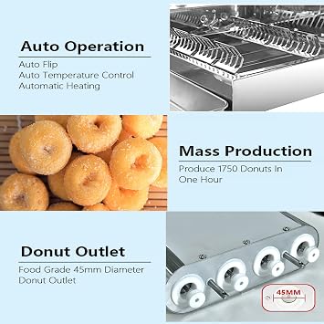 Kolice Commercial Mini 4 Rows Donuts Making Machine Doughnut Maker Mini Donut Maker-1750 PCS/Hour, 5.5L Hoppers, Auto Counting, Precise Temperature Control