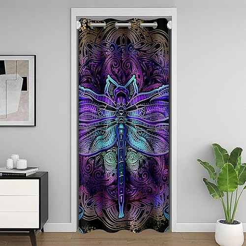 Miniatura 15 de Cortina de puerta de serpiente para privacidad de puerta, cortina opaca de serpiente azul, cortina de puerta de escamas azules reptiles 3D, cortina
