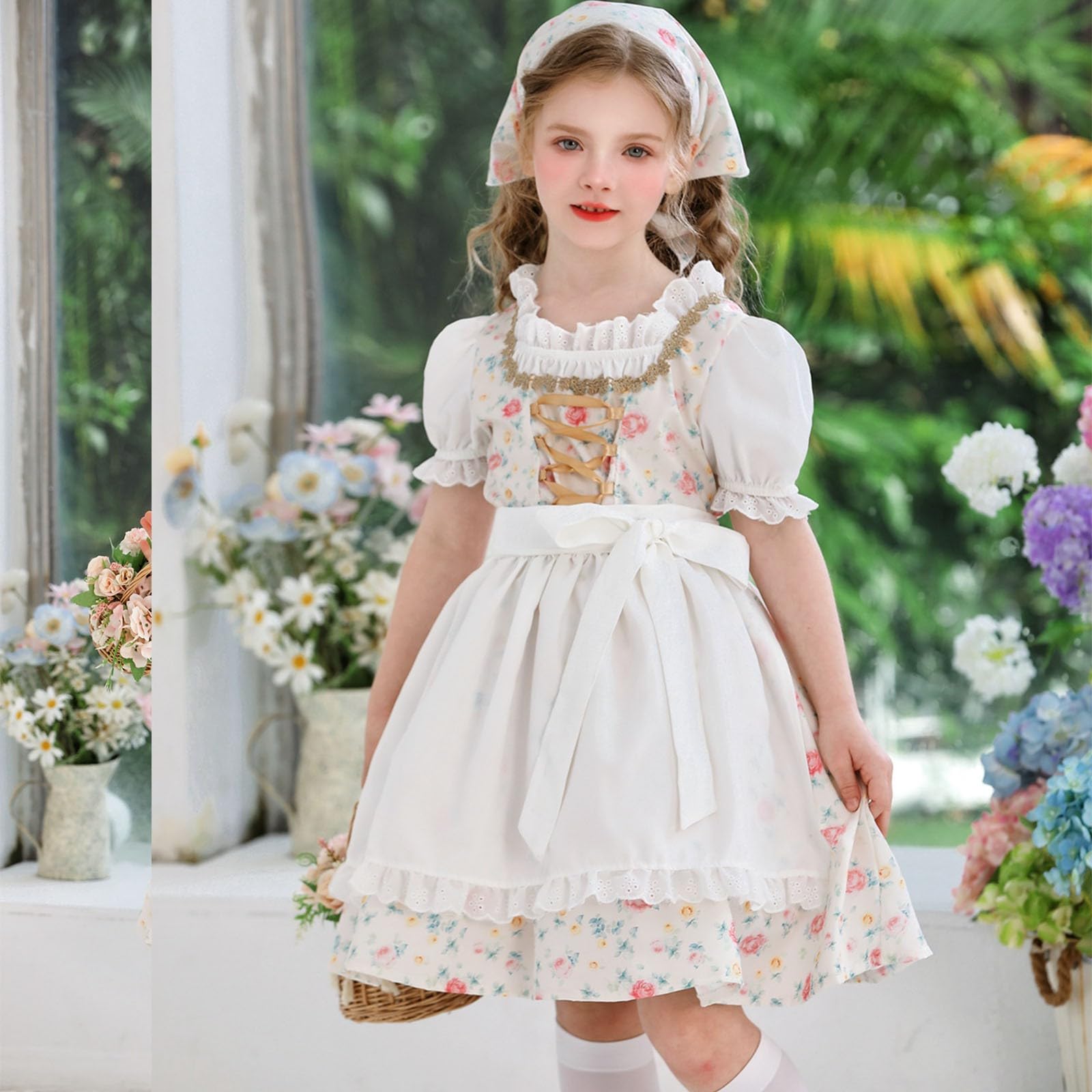 Mädchen Kinderdirndl Spitze Trachtenmode Blusen Kostüm Kinder Oktoberfest