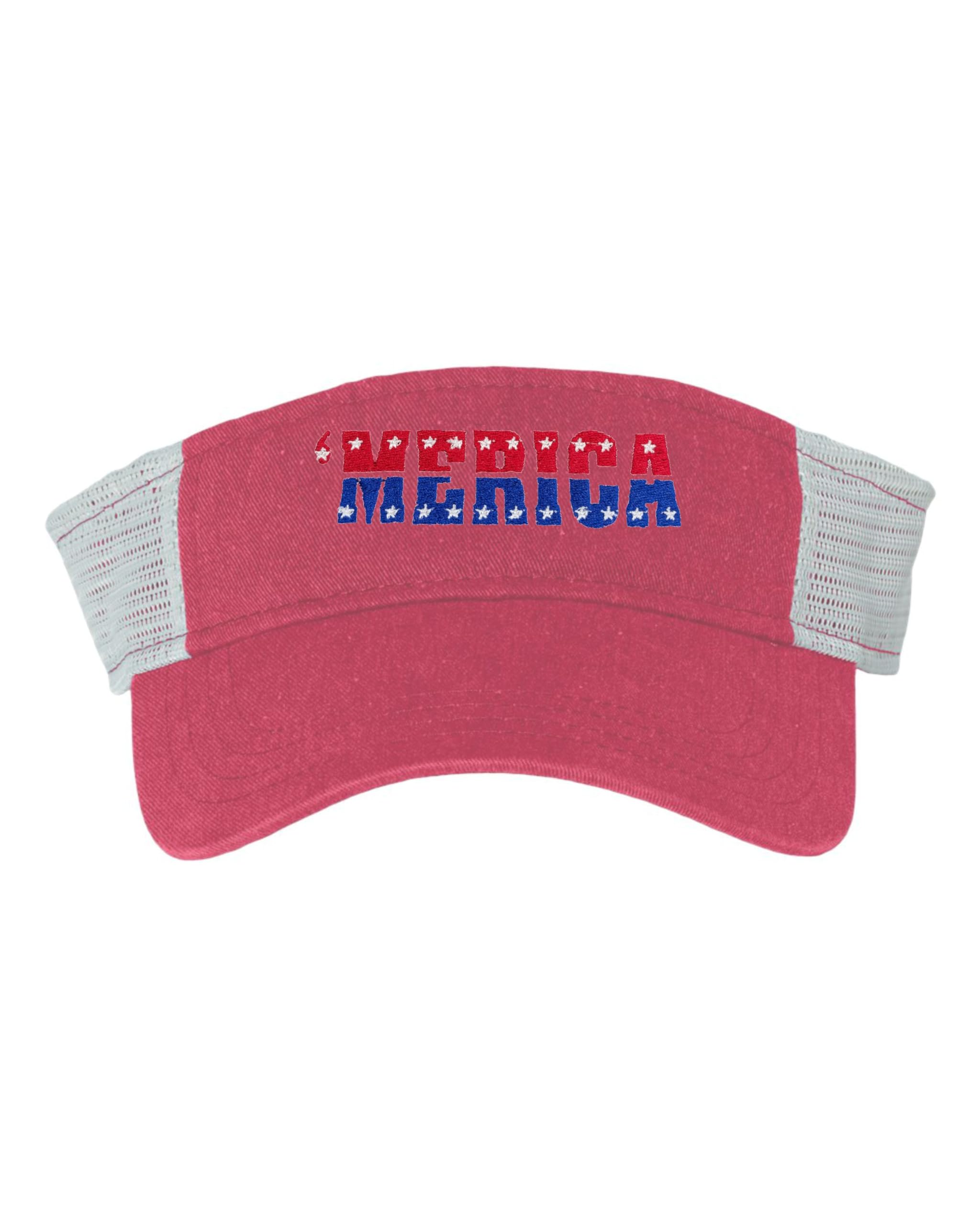 Go All Out One Size Red/Stone Visor Merica USA Pride America Embroidered Visor Dad Hat