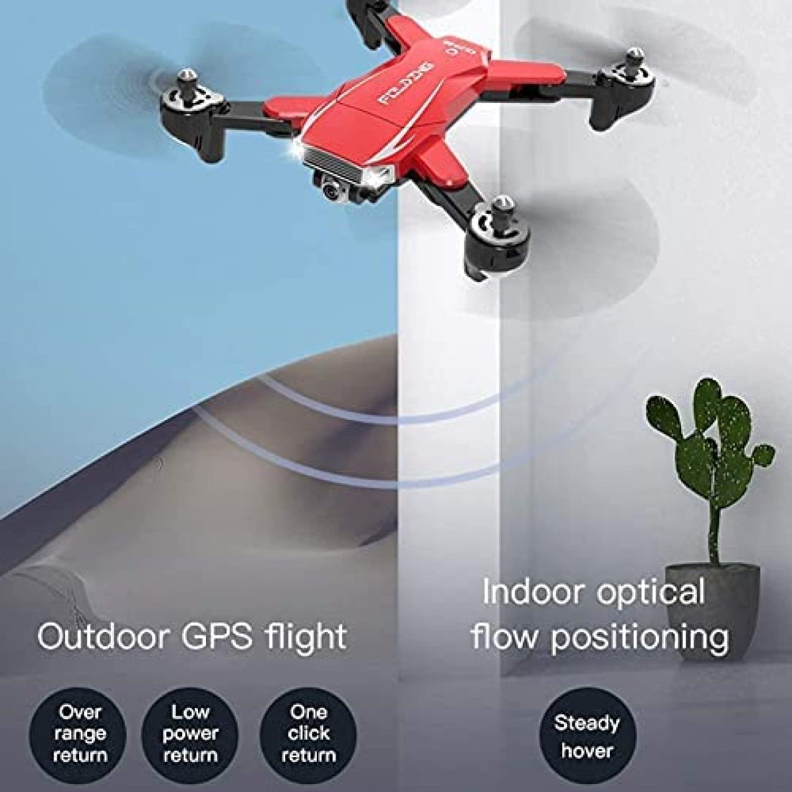 Drone GPS con fotocamera 4K, trasmissione live 5G Wifi 1000M FPV, grandangolo 120 °, follow-me, controllo app, tempo di volo 25 minuti, drone pieghevole quadricottero RC per adulti e princip