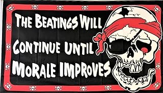 AES 3x5 Pirate Beatings will continue until Morale Improves FLAG 5' x 3' Banner Super Polyester Fade Resistant Double Stit...