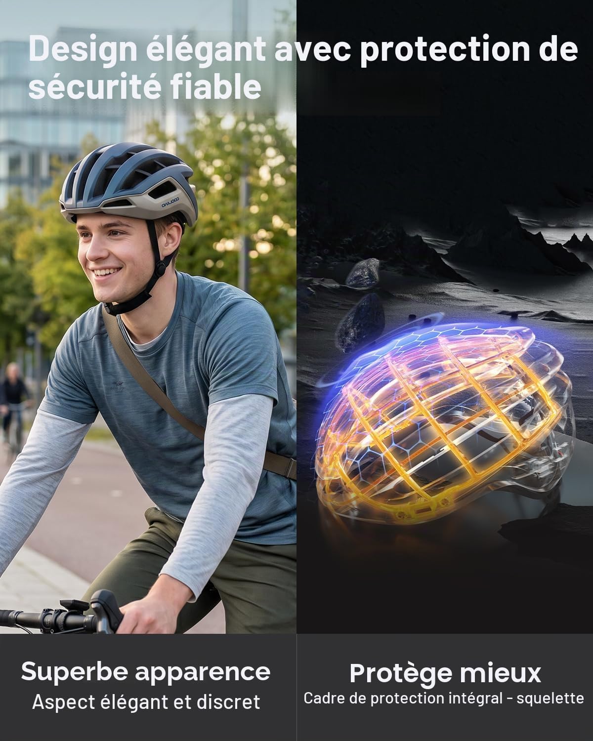 Odoland Casque Vélo Route pour Homme Femme Adulte, Casque de Cyclisme Réglable VTT & VTC, Anti-Odeurs avec Slot pour Lunettes de Soleil, pour Sortie à Vélo, Trajet Quotidien, Balade Loisir