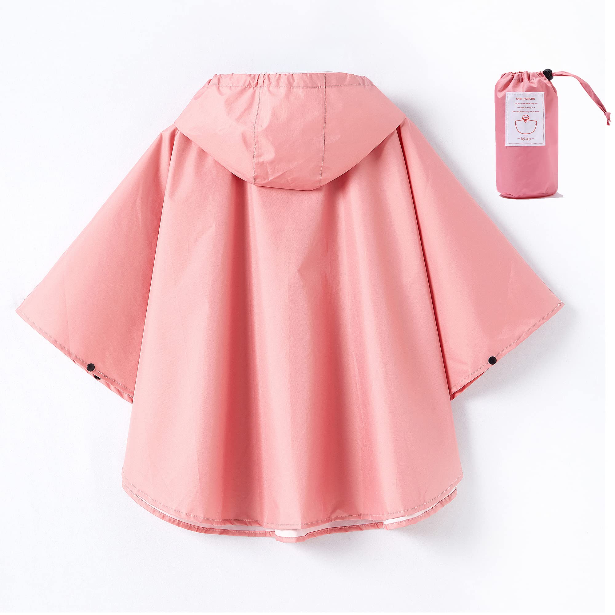 QIKADO Poncho Antipioggia Bambino, Poncho Pioggia Bambina con Cappuccio e Bottoni Portatile