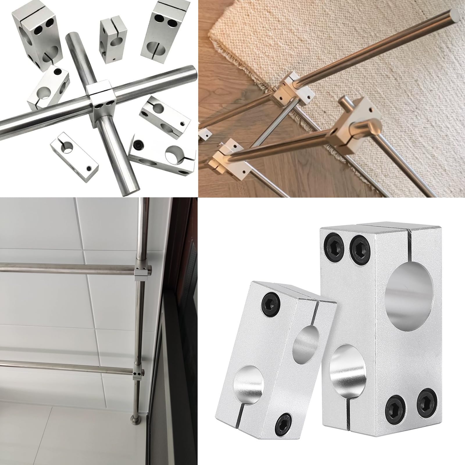 Säulen-Befestigungsschelle aus Aluminiumlegierung, vertikale Befestigung für optische Achse und Stahlrohr, Kreuzblock, 4 Stück, 25 x 25 mm, Einzelschraube, 4 Stück