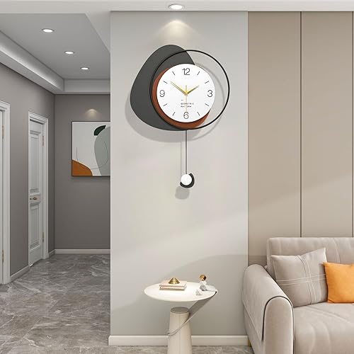 Miniatura 19 de Reloj de pared decorativo para decoración de sala de estar, relojes de pared grandes y modernos con péndulo a pilas para dormitorio, oficina