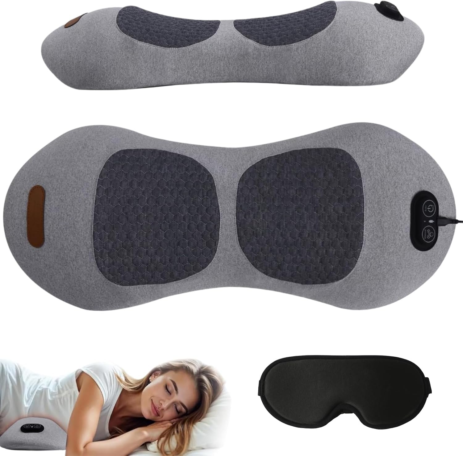 Masseur Lombaire et Sciatique 3 en 1 Chauffant, Vibrant & Traction 26° (Gris)