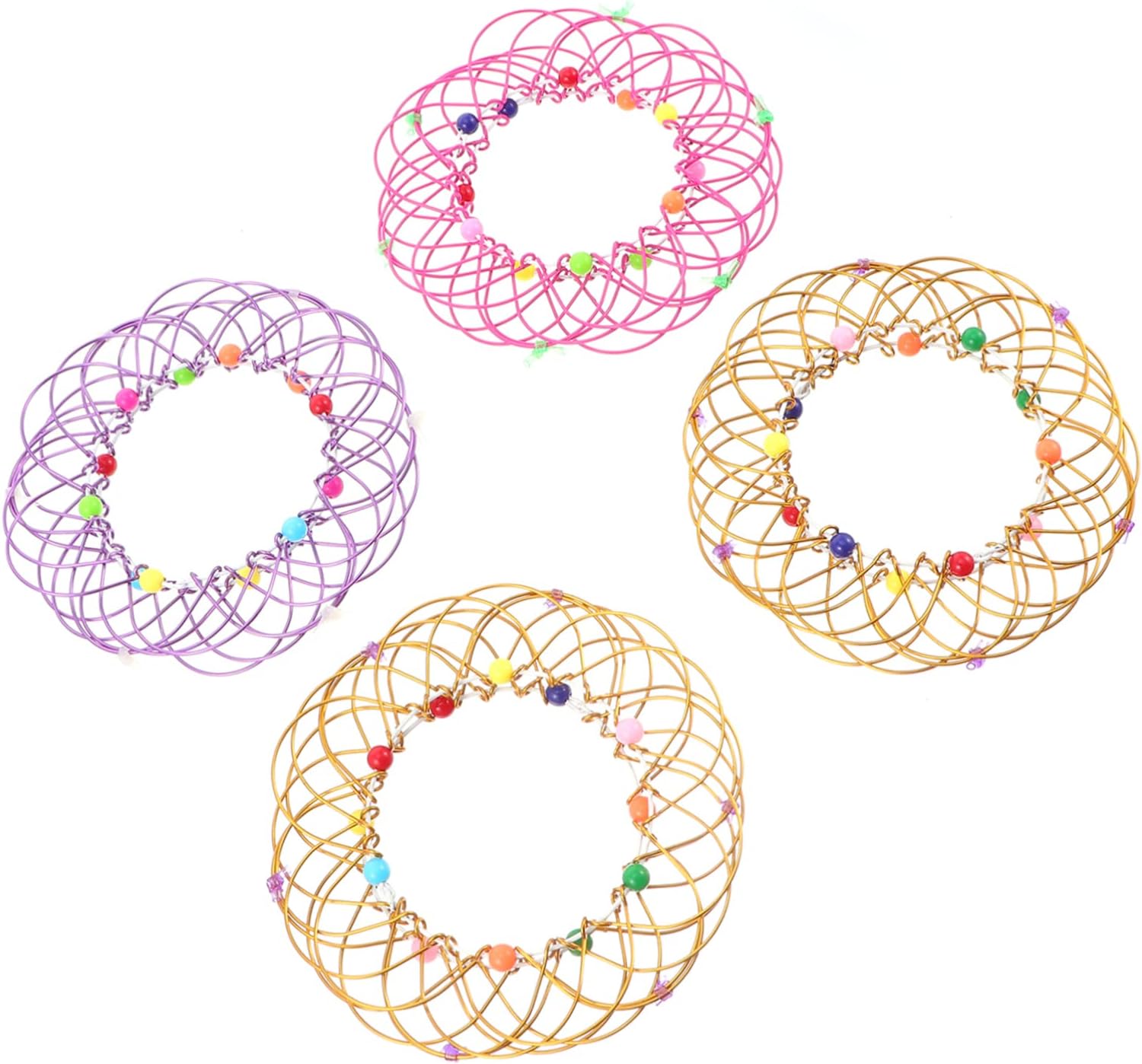 PRETYZOOM 4Pcs Mandala Flower Variety Types of Iron Ring Ornaments for Creative Play Home and Relaxation Activities Random Color