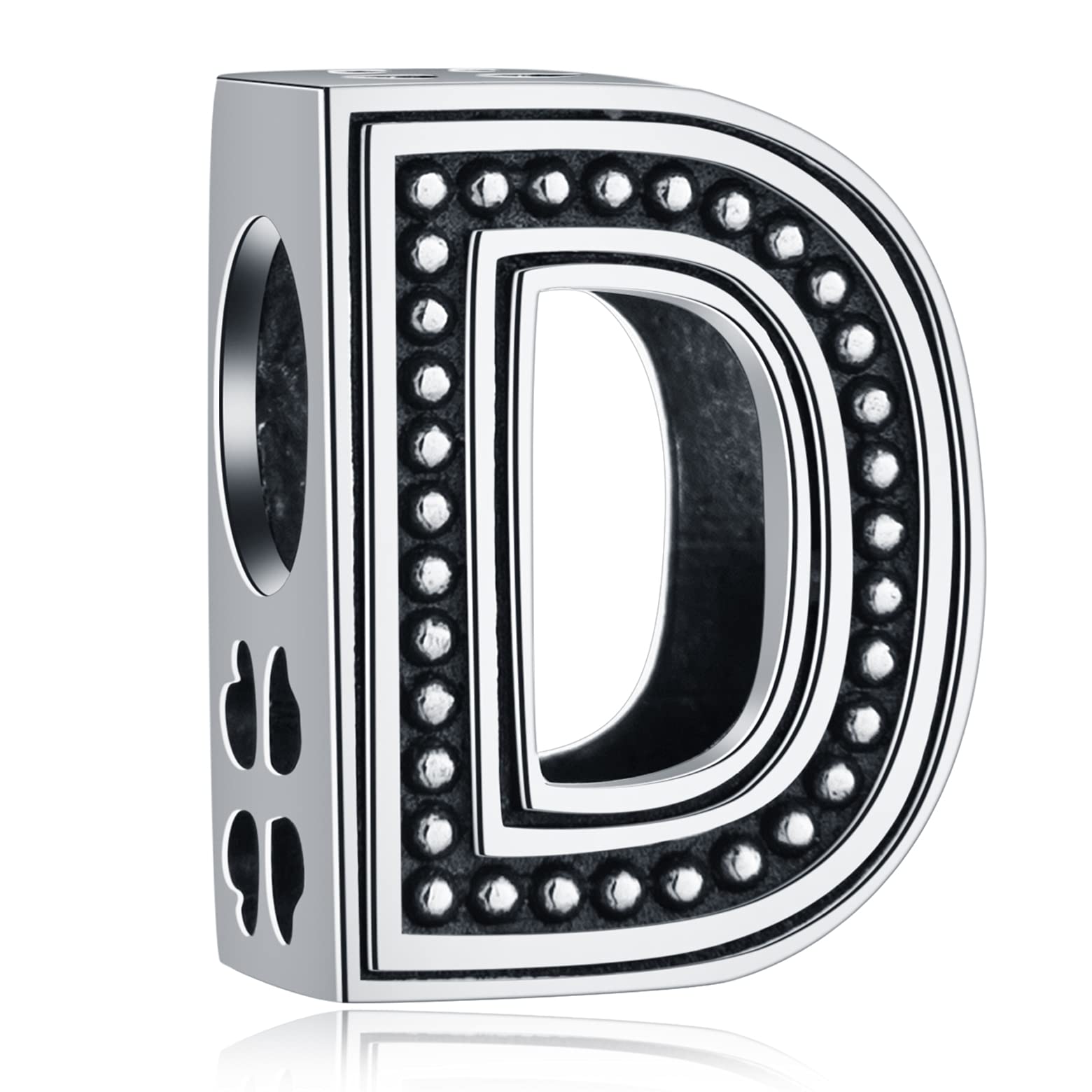 Vintage Initial A-Z Letter Charms, 925 Sterling Silver 26 Alphabet Beads Openwork 4 Leaf Clover, fits European Bracelet Necklace, Idea Gift for Family/Lover/Friends