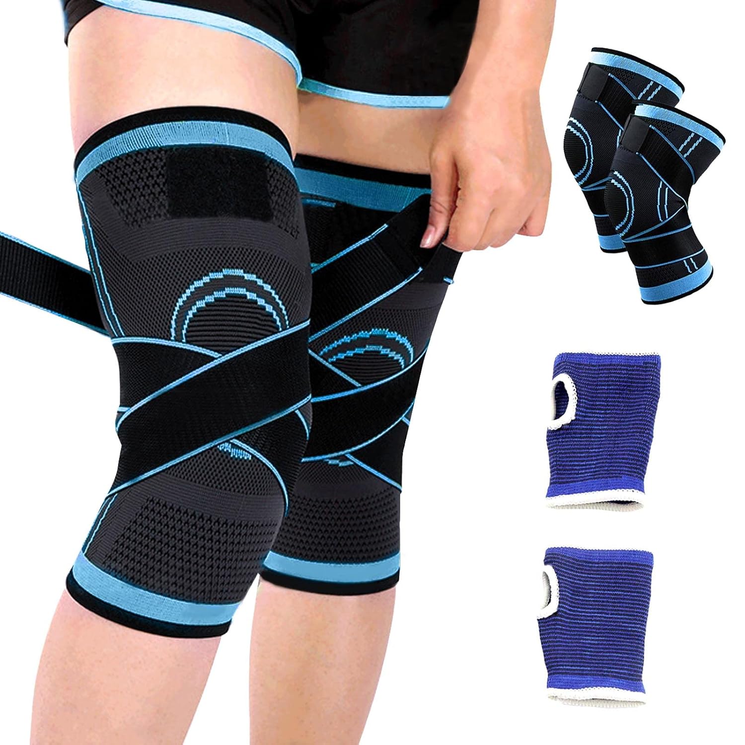GWAWG Knee Supports 2PCS Knee Support Knee Brace and A Pair of