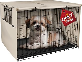 Explore Land Dog Crate Cover, 18 inches, Light Tan | Heavy Duty Polyester Pet Kennel Sunshade Universal Fit for 18 inches Wire Cage