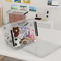 Vista 7 de 4 contenedores de almacenamiento de plástico de 60 cuartos de galón, caja de almacenamiento, paquete de 4, contenedor organizador con ruedas, tapa