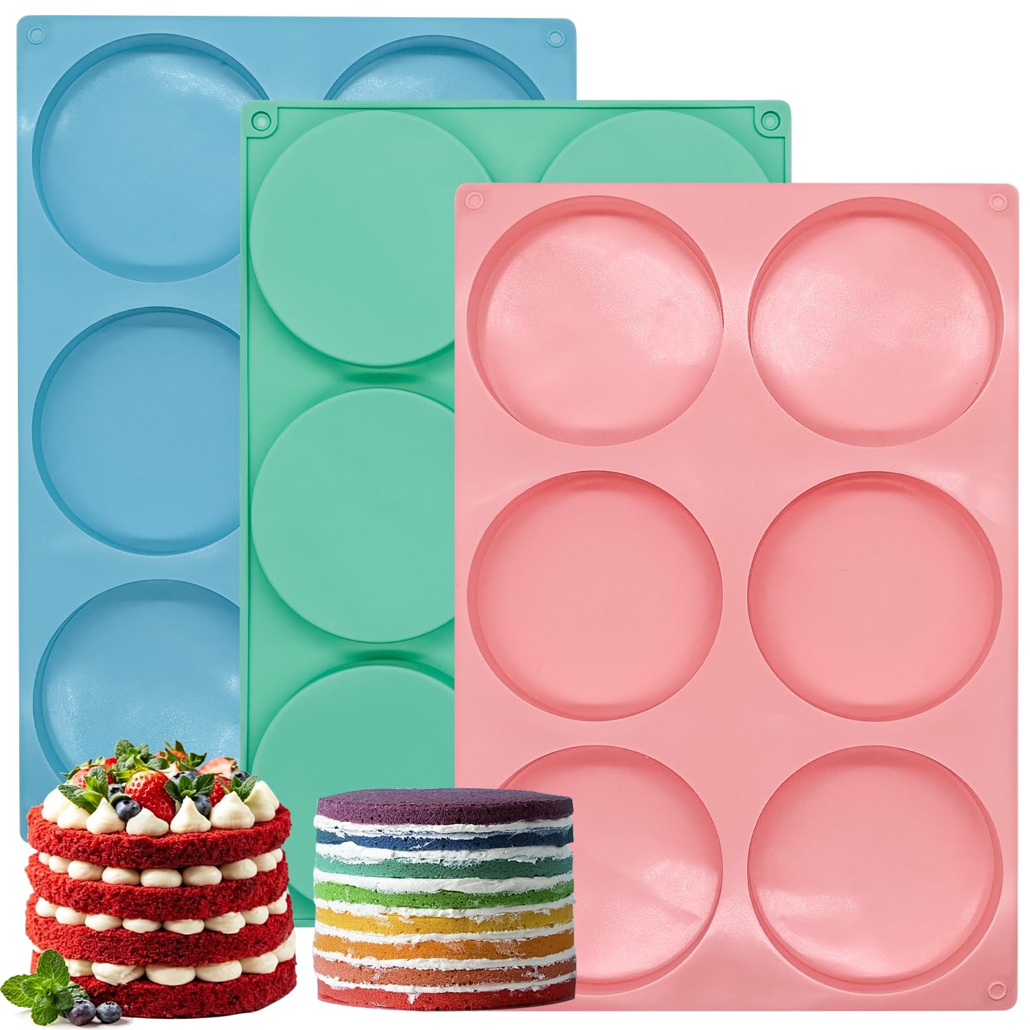 4 Inch Round Silicone Mold for Baking, Silicone Muffin Top Pan, Non Stick Silicone Muffin Moulds for Sandwiches, Hamburger, Resin Coasters, Handmade Soap