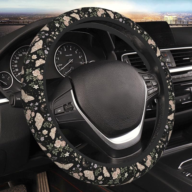Capa para Volante Automotivo com Estampa de Mariposas e Flores MOLIAN 38,1 cm