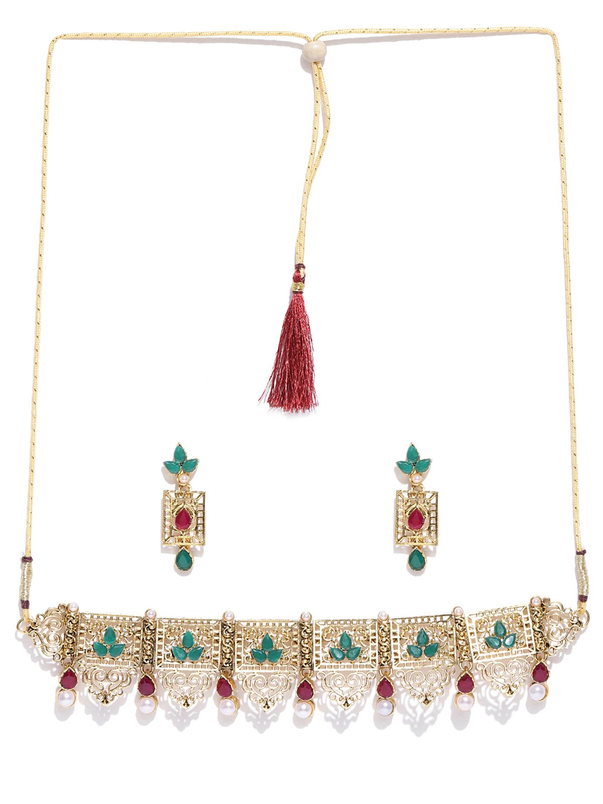 ZAVERI PEARLS Finely Designed Gold Tone Choker Necklace Set For Women-ZPFK7247 (B07HC2M77K) Amazon Price History, Amazon Price Tracker