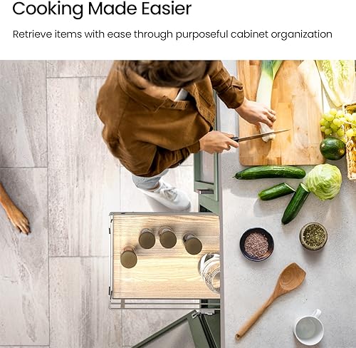 Miniatura 5 de Home Zone Living Organizador de armario de cocina extraíble con cajón deslizante para ahorrar espacio, 14 pulgadas de ancho x 21 pulgadas de largo,