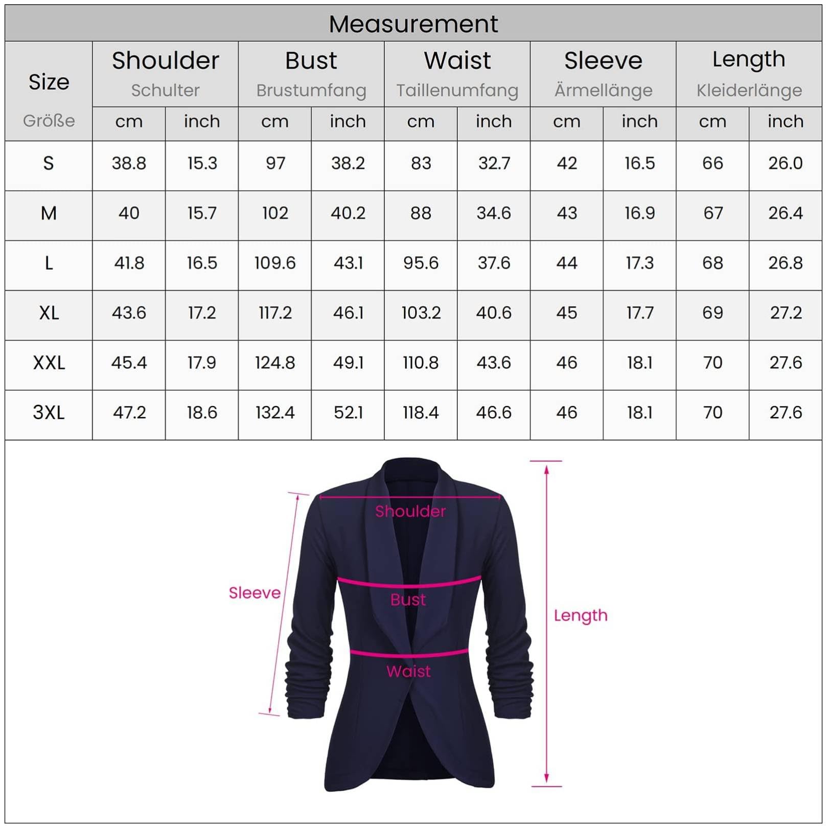 UNibelle Blazer Elegante Donna Maniche 3/4 Giacca da Abito Business Casuale Cardigan Cotone Blazer S-3XL
