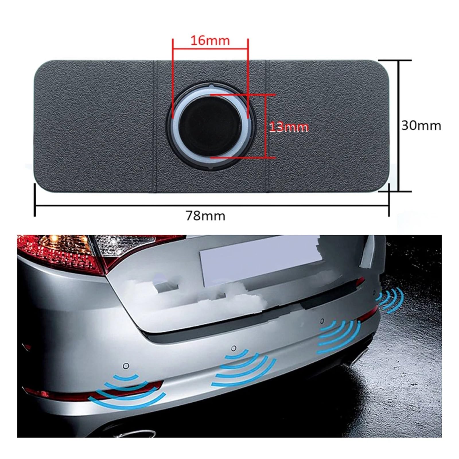 Sensores Aparcamiento Coche Asistente De Sensor Aparcamiento Para Coche Parktronics 4 Negro/plata/blanco Sensores Planos 13 Mm, Radar Marcha Atrás Sonido Alarma Sonora Radar Marcha Atrás(Silver Sensor