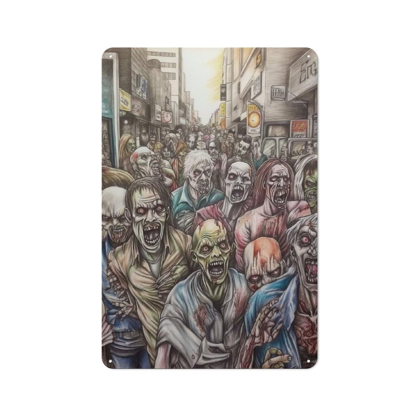 Junmoney Undead Gaze Metal Plaque 30X20cm With For Garage Wall, Vintage Decor, Autumn Home Decor For Collectors Of Metal Signs