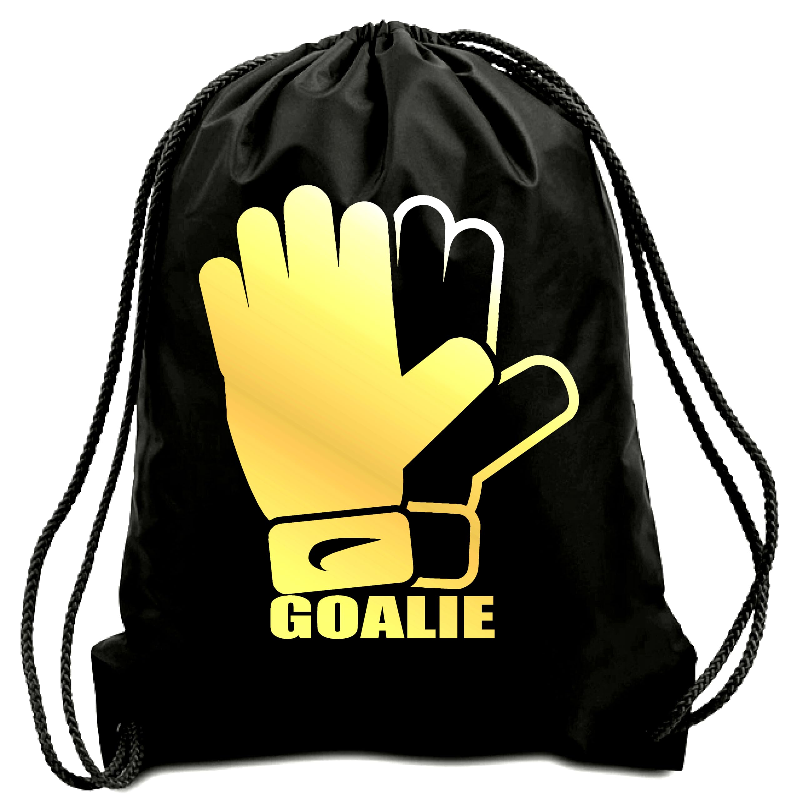 TEEZ Gold Golie Goal Keeper Gloves Drawstring bag in Black & Gold, Goal keeper gloves Bag