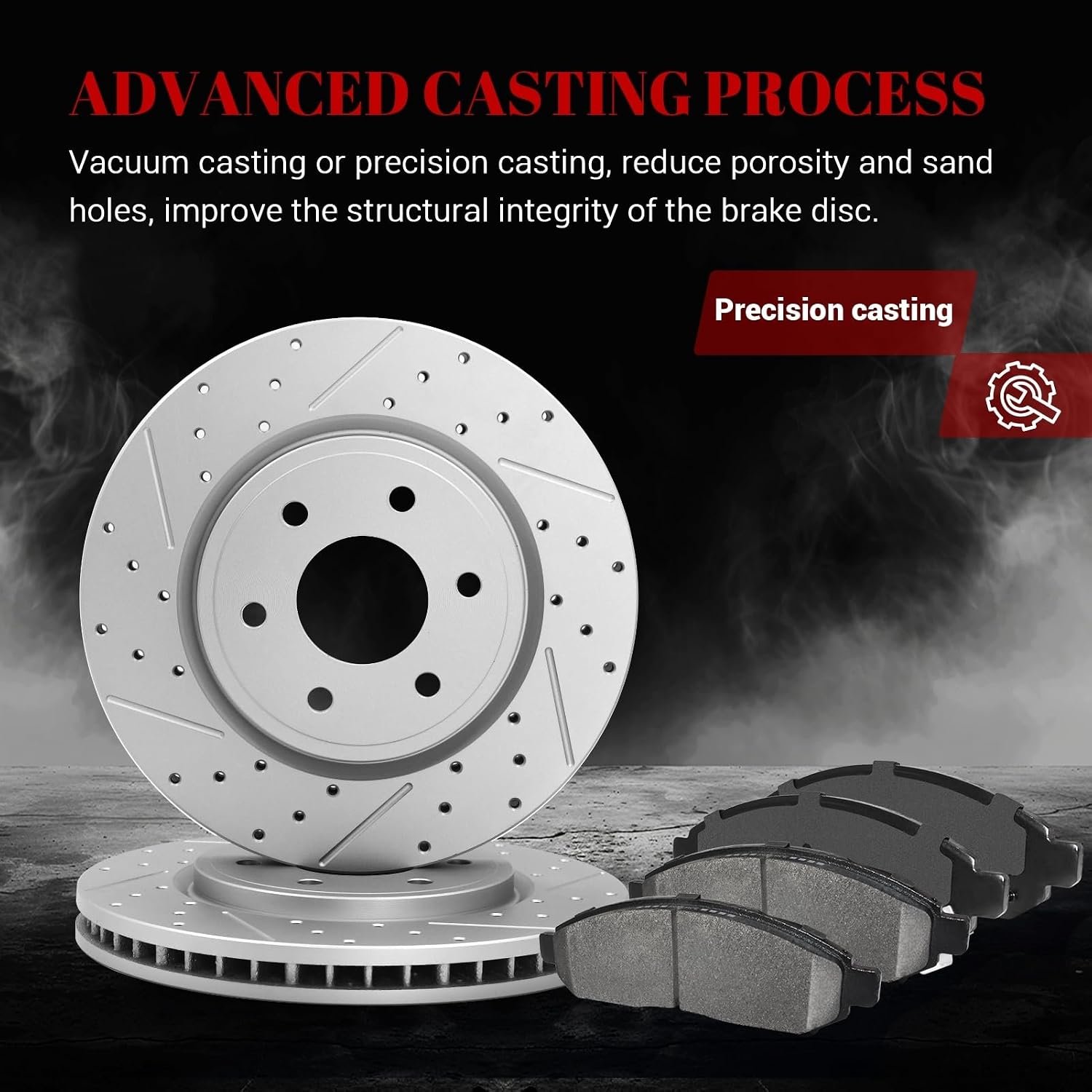 Front & Rear Drilled Slotted Rotors and Ceramic Disc Brake Pads Kit for Nissan Pathfinder 2005 2006 2007/ Pathfinder 2008 2009 2010 2011 2012 V6