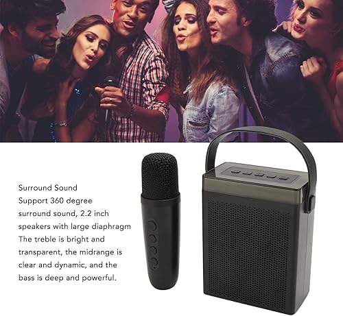 Miniatura 2 de Máquina de karaoke con 1 micrófono inalámbrico, altavoz inalámbrico recargable con autorreverberación, juego de máquina de karaoke con luz RGB para