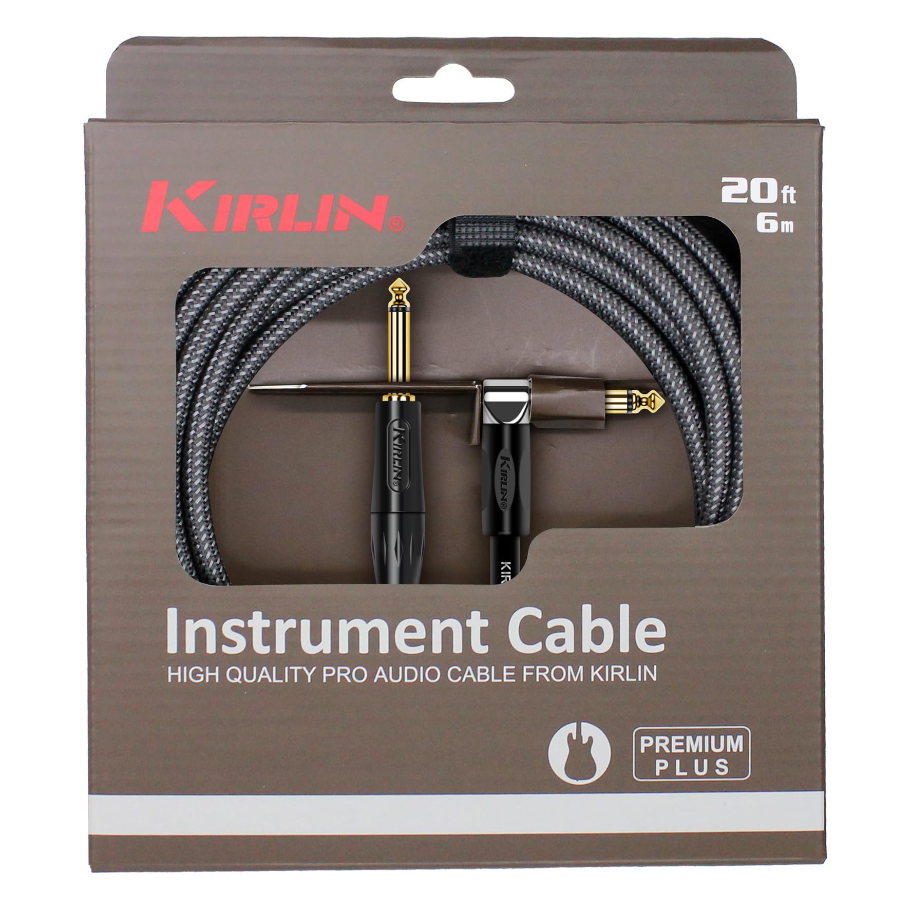 KIRLIN Kabel IWB-202BFGL-10/CA 10-metrowy kabel instrumentowy Premium Plus, szary węglowy tkany płaszcz