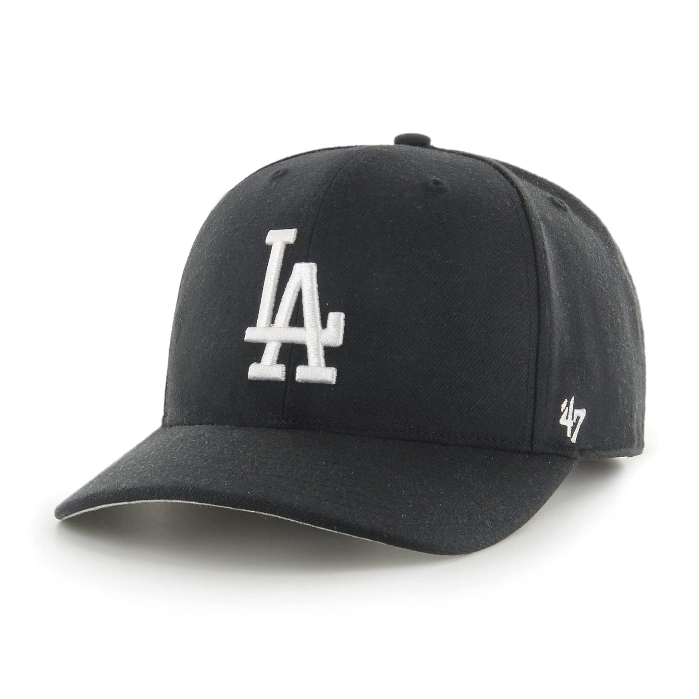 47 Los Angeles Dodgers MLB MVP DP Unisex Baseball Cap, Adjustable, White Logo, Black