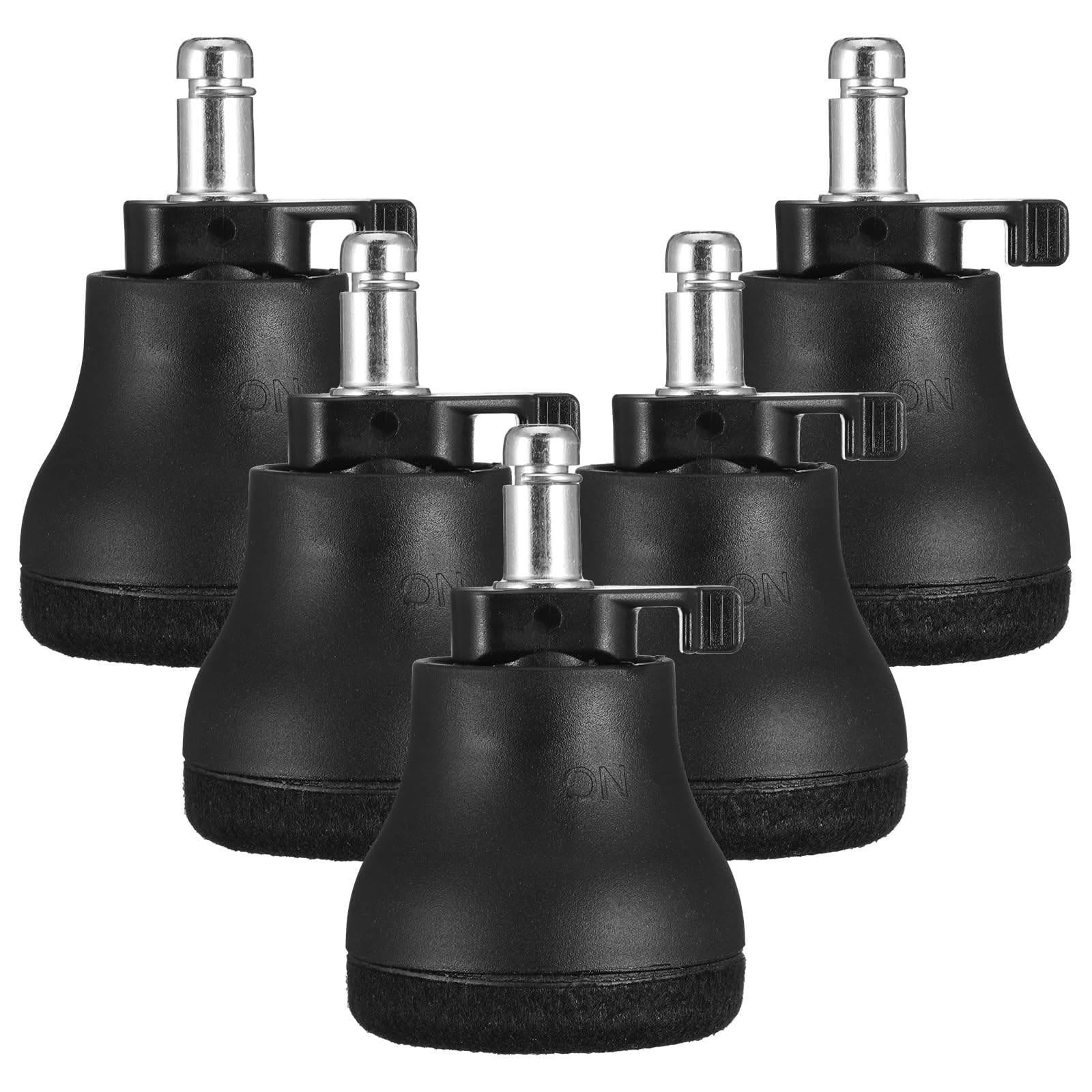 5PCS Bell Glides Replacement Office Chair Feet - Swivel Chairs Stopper & Caster Replacement Feet for Hardwood Floors, On/Off Setting, Stationary