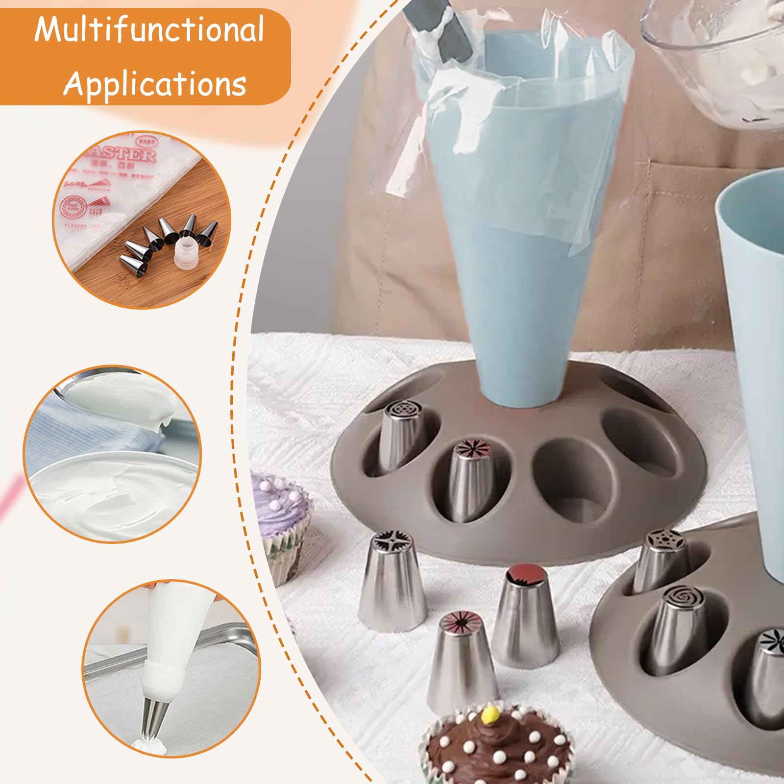 iFutniew Supporto per sac à poche con 8 fessure ugelli, supporto per sac à poche in plastica per decorazione torte kit A